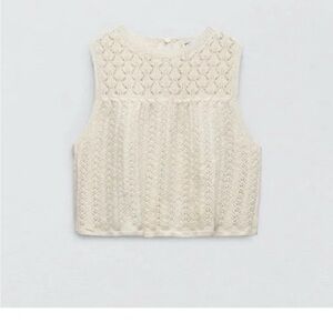 Zara Cream Pointelle Knit Top